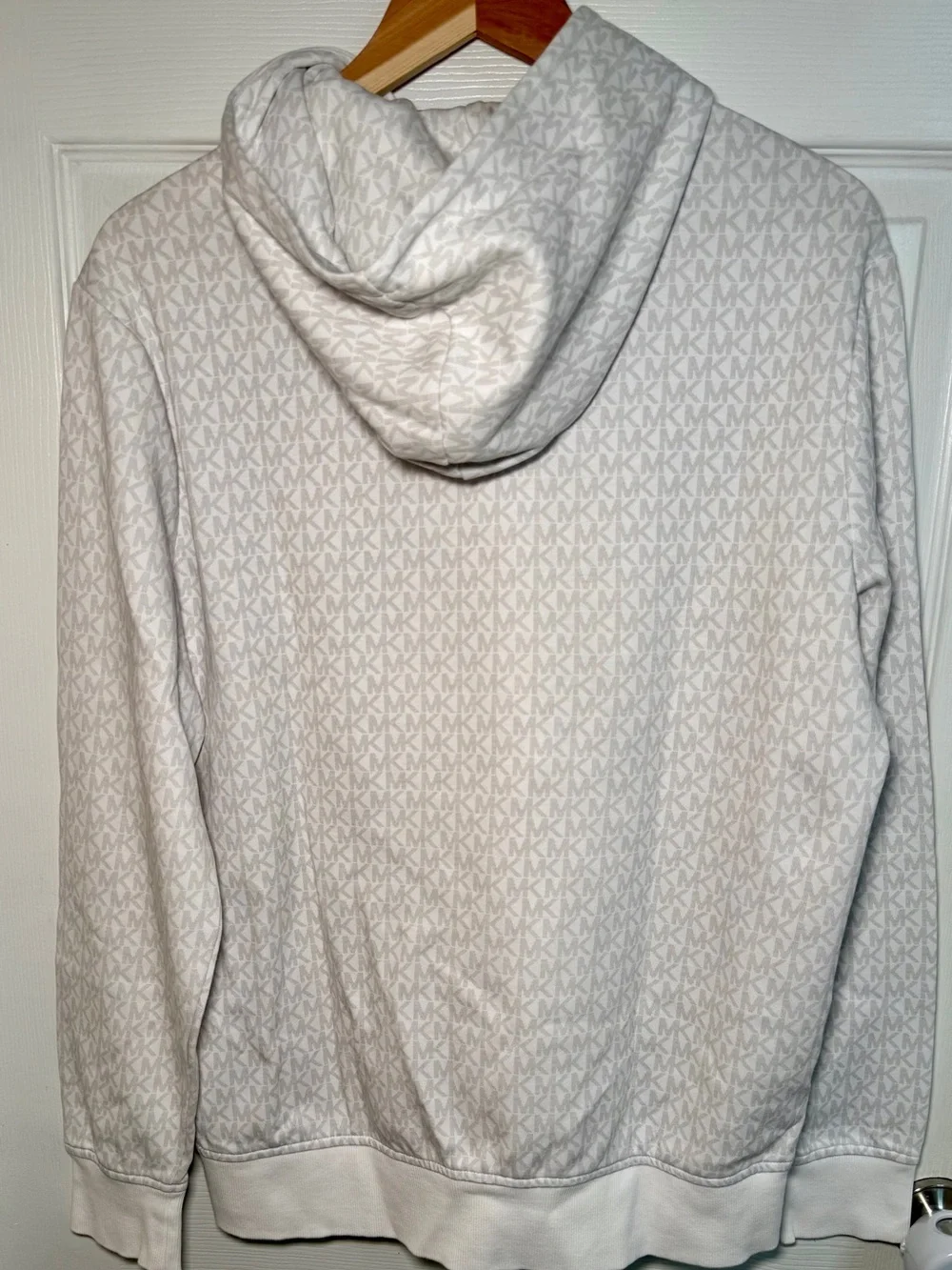 Michael Kors White Hooded Logo-Texture Pullover